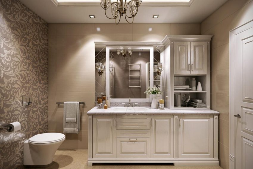 Мебель для ванной комнаты с откидными дверцами - элегантное решение для вашей ванной