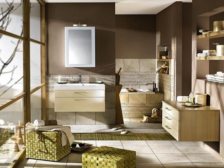 Мебель для ванной комнаты с прозрачными фасадами